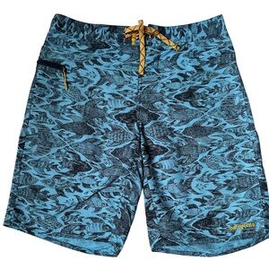Patagonia Men's Shorts | Sz 32 | Aqua Fish Pattern Board | Blue